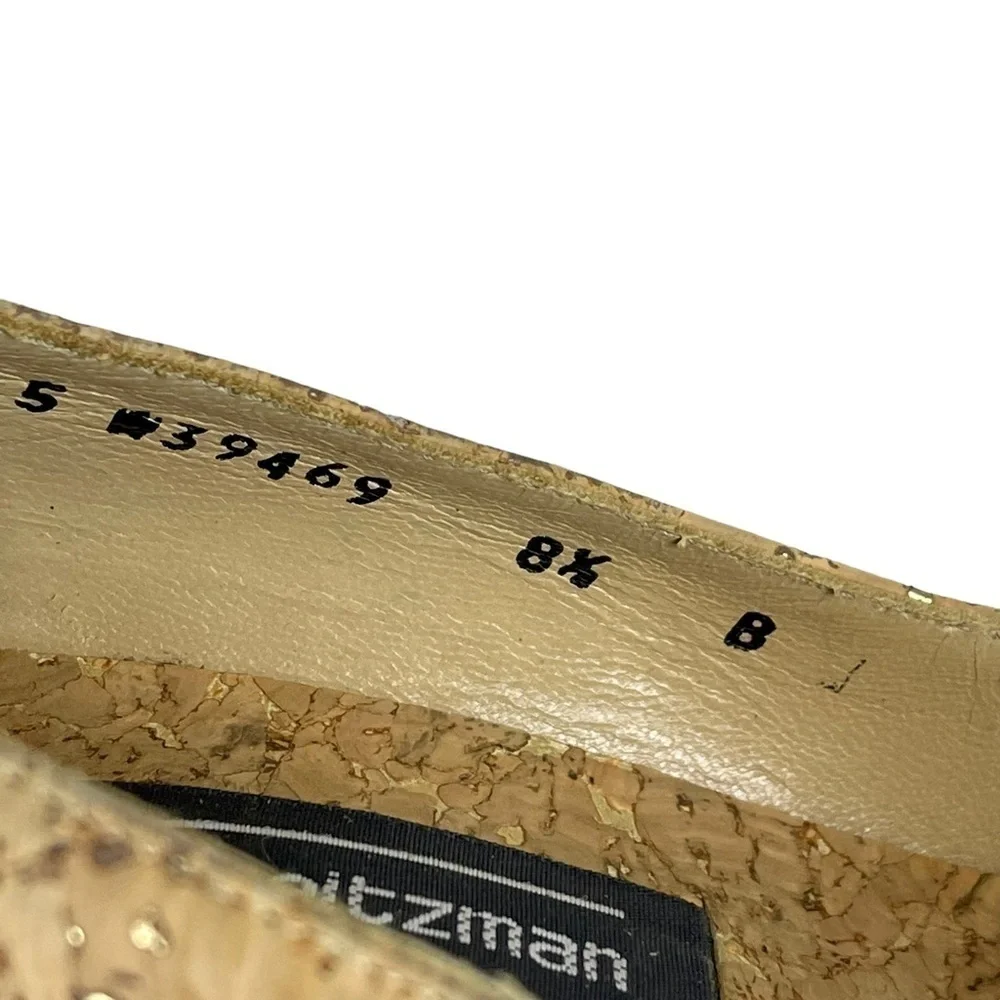 STUART WEITZMAN VINTAGE CORK V CLEAVAGE LEATHER SOLE SCULPTURAL HEEL PUMP HEELS
